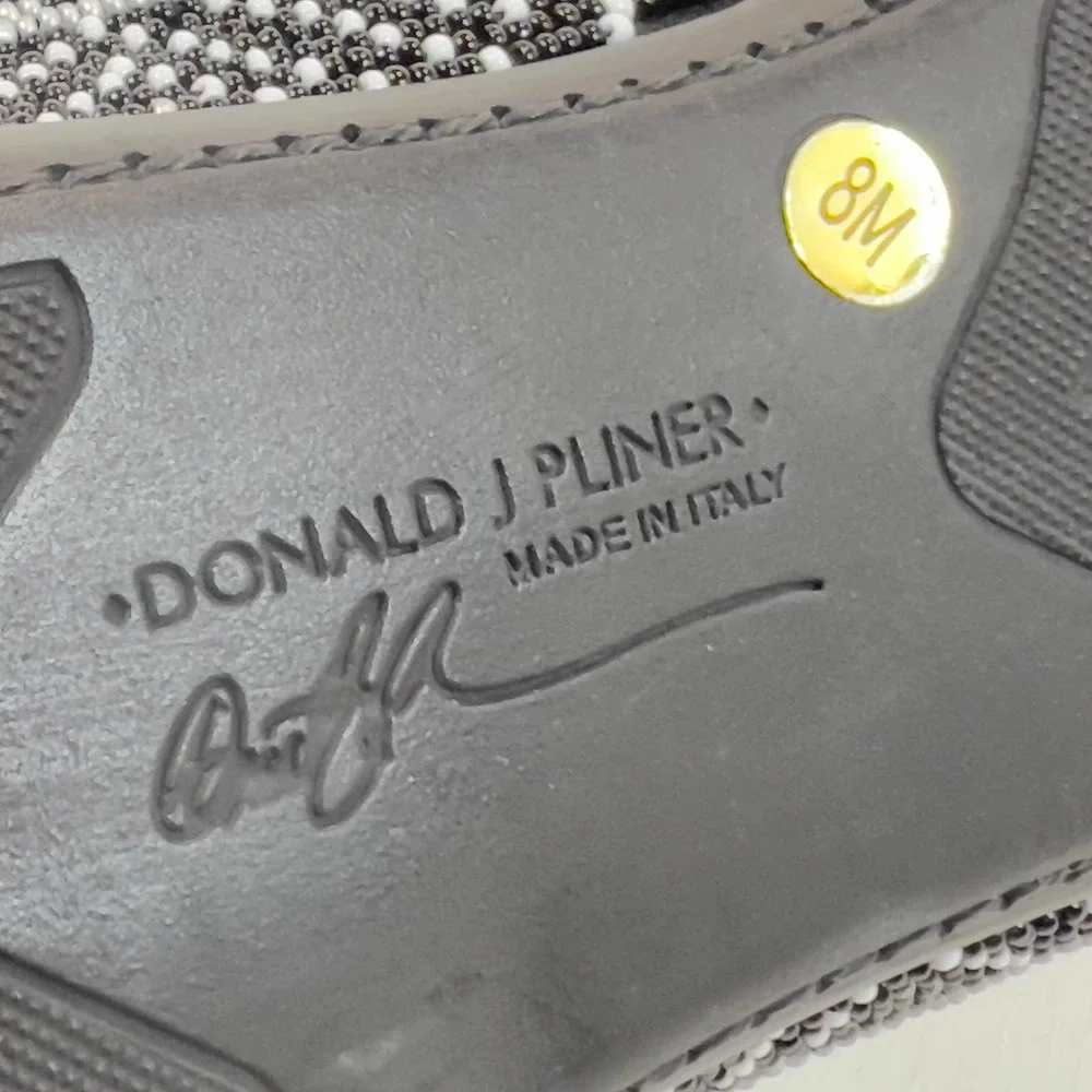 Donald J Pliner Hasin Glass Beaded Ballet Flats Shoe - Black/White/Gray -Women 8 - Picture 9 of 11